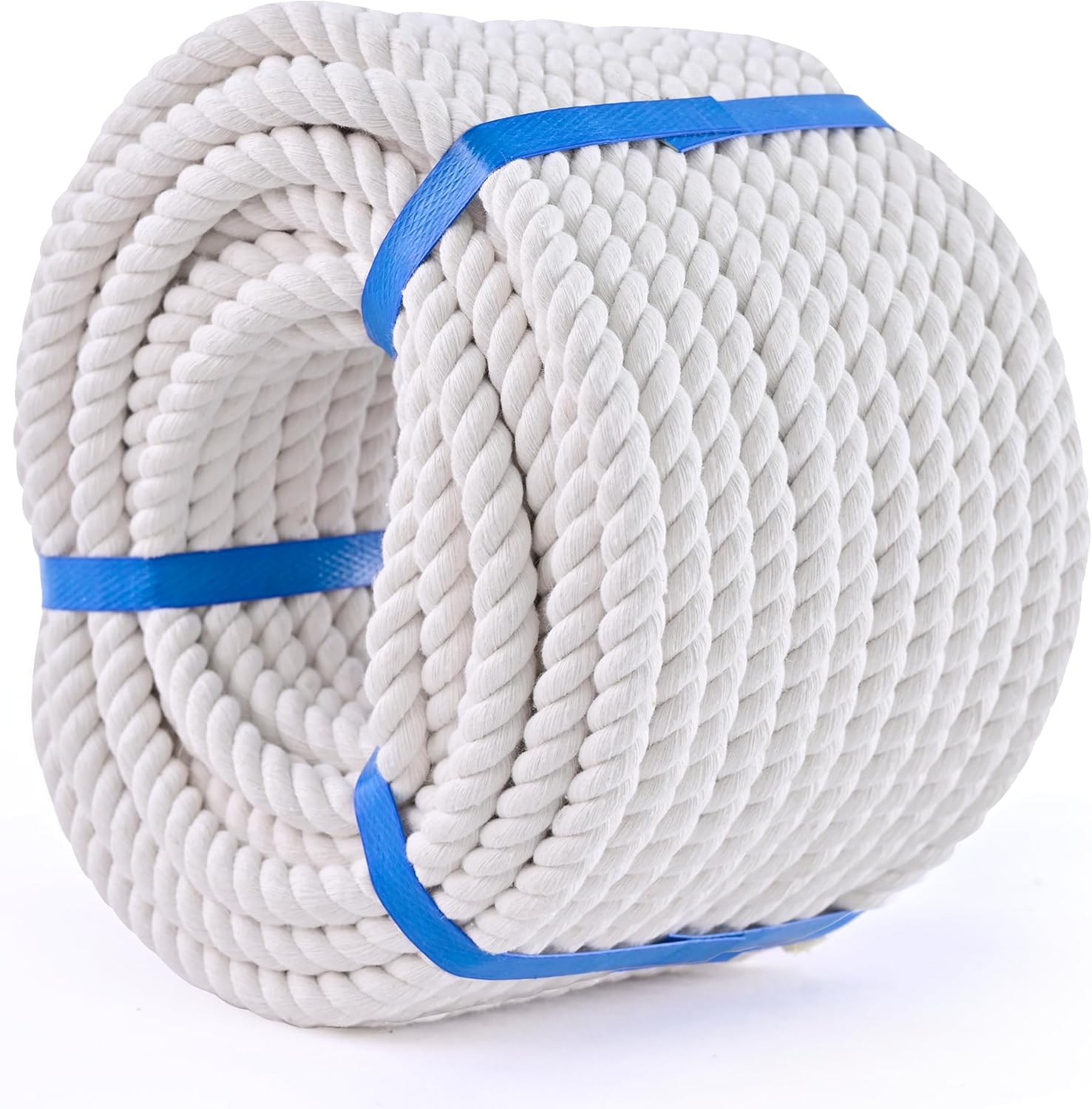 White Cotton Rope 1/2in × 50ft Natural Twisted,Available as Used for Tug of War, Navigation, Fitness and Making Handicrafts, etc