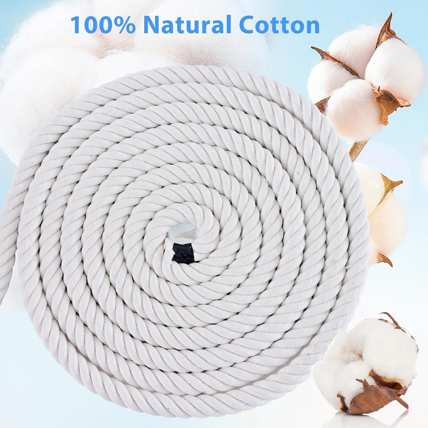 White Cotton Rope 1/2in × 50ft Natural Twisted,Available as Used for Tug of War, Navigation, Fitness and Making Handicrafts, etc - Image 8