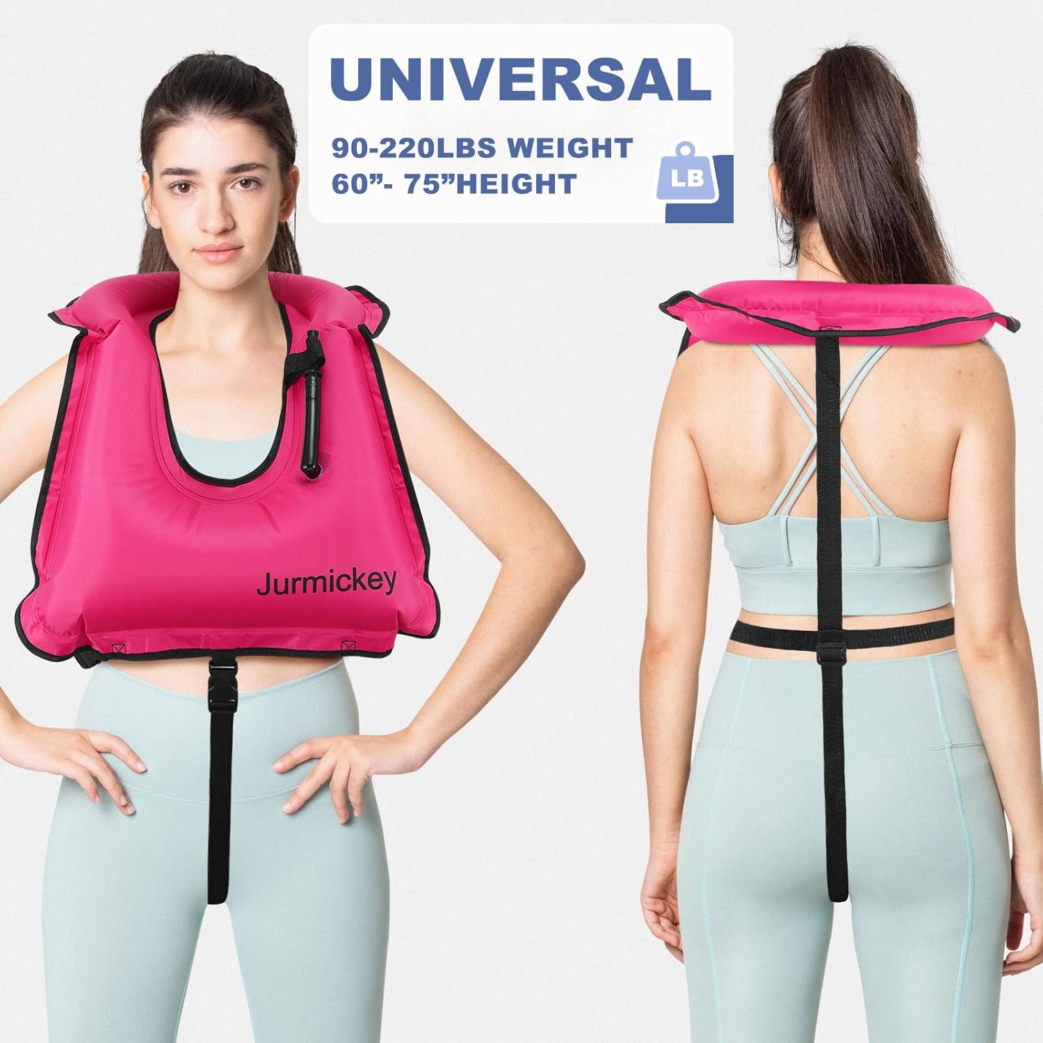 Inflatable Snorkel Vest Adults, Portable Snorkel Jacket, Buoyancy Vest for Snorkeling, Swimming, Kayaking, Boating, Safety Load Up to 220 Ibs - Image 2