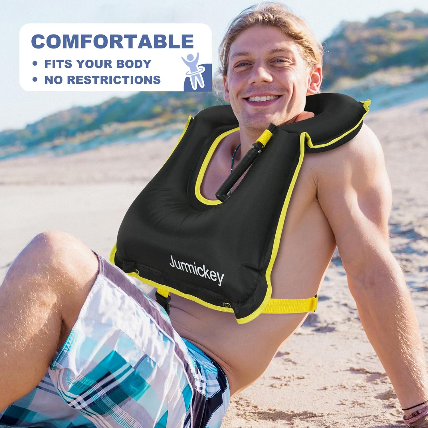 Inflatable Snorkel Vest Adults, Portable Snorkel Jacket, Buoyancy Vest for Snorkeling, Swimming, Kayaking, Boating, Safety Load Up to 220 Ibs - Image 3