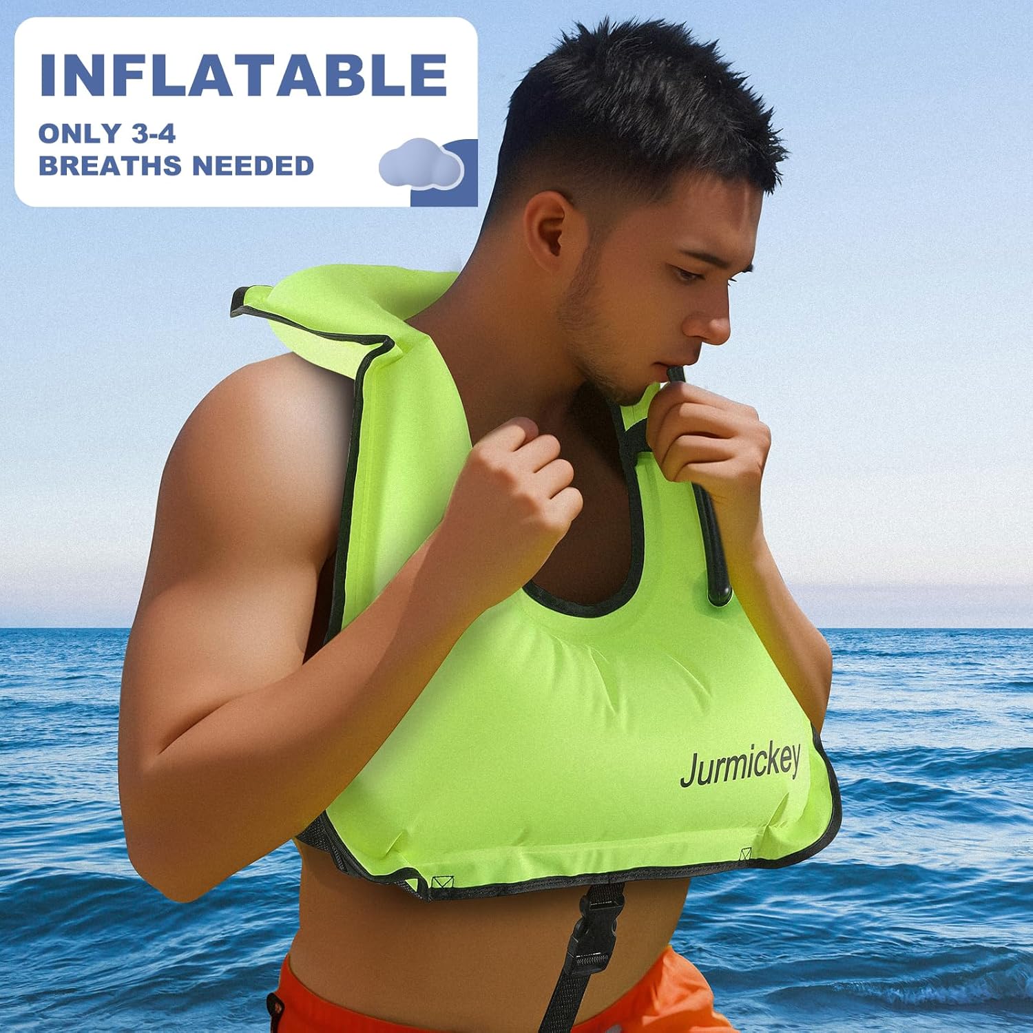 Inflatable Snorkel Vest Adults, Portable Snorkel Jacket, Buoyancy Vest for Snorkeling, Swimming, Kayaking, Boating, Safety Load Up to 220 Ibs - Image 6